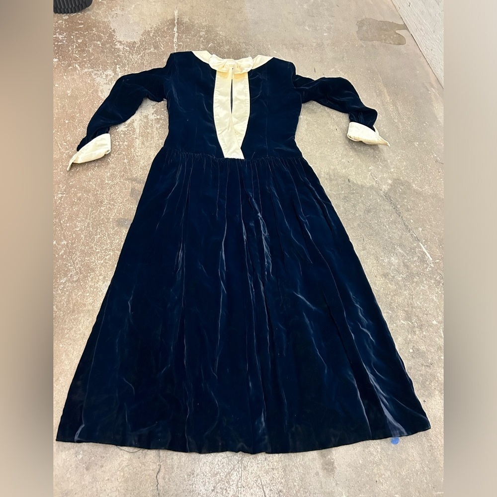 Nipon Boutique Navy maxi Dress velvet velour vintage whimsigoth witchy